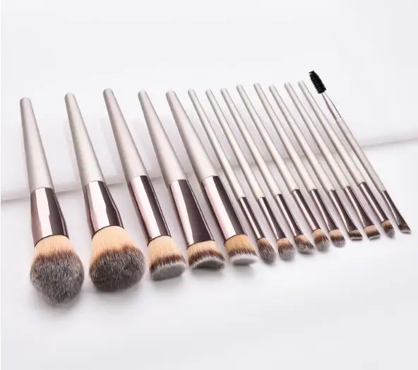 Инструменты для макияжа 14 шт. наборы кистей с шампанское золото деревянной