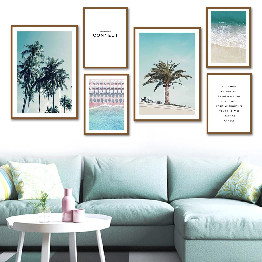 

Tropical Sea Landscape Palm Beach Quotes Wall Art Canvas Painting Nordic Posters And Prints Wall Pictures For Living Room Decor