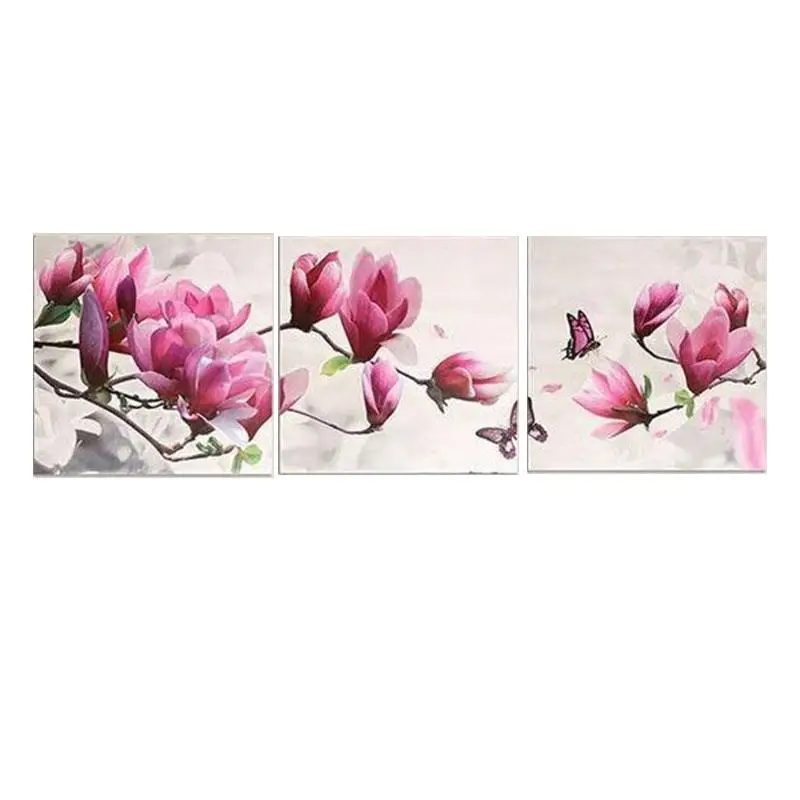 

3Pcs/Set Oil Painting Gift Art NEW Paint By Number DIY Magnolia Flower 2017 Decoration Floral Pictures Home Wall Hanging