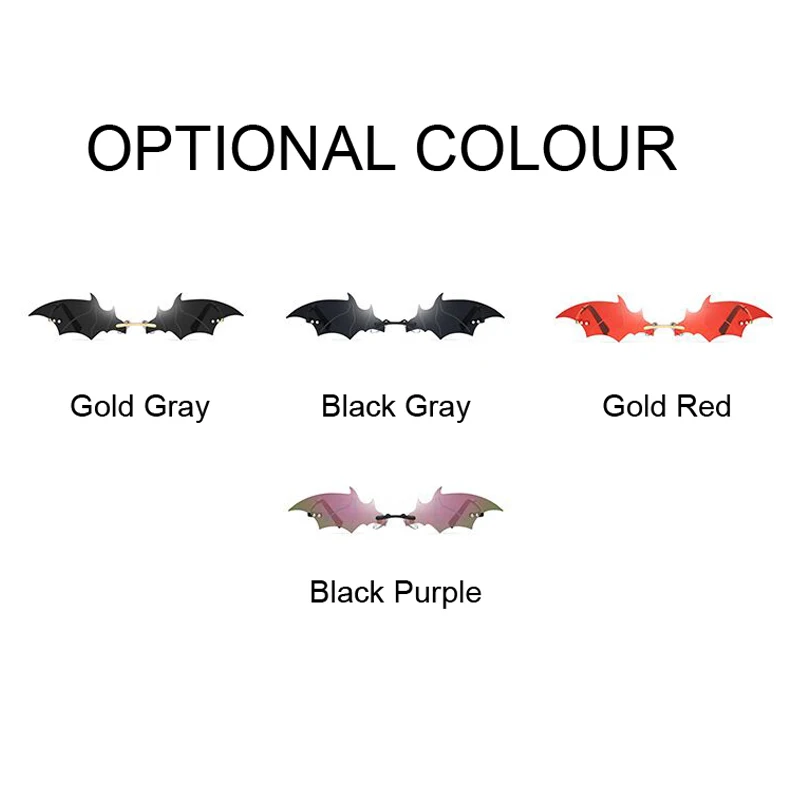 

Fashion Rimless Men Sunglasses Women Trendy Bat Shaped Sun Glasses Female Male Vintage Black Mirror Shades Metal Oculos De Sol