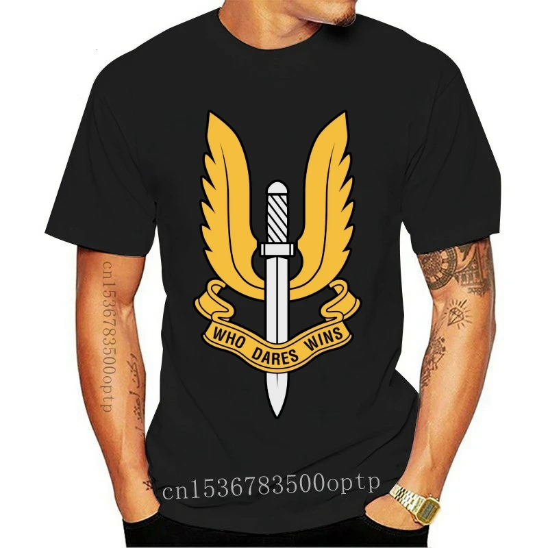 

New Hot Sell 2021 Fashion SAS Who Dares Wins British Army Military Men's Cotton T Shirt T Shirts Short Sleeve