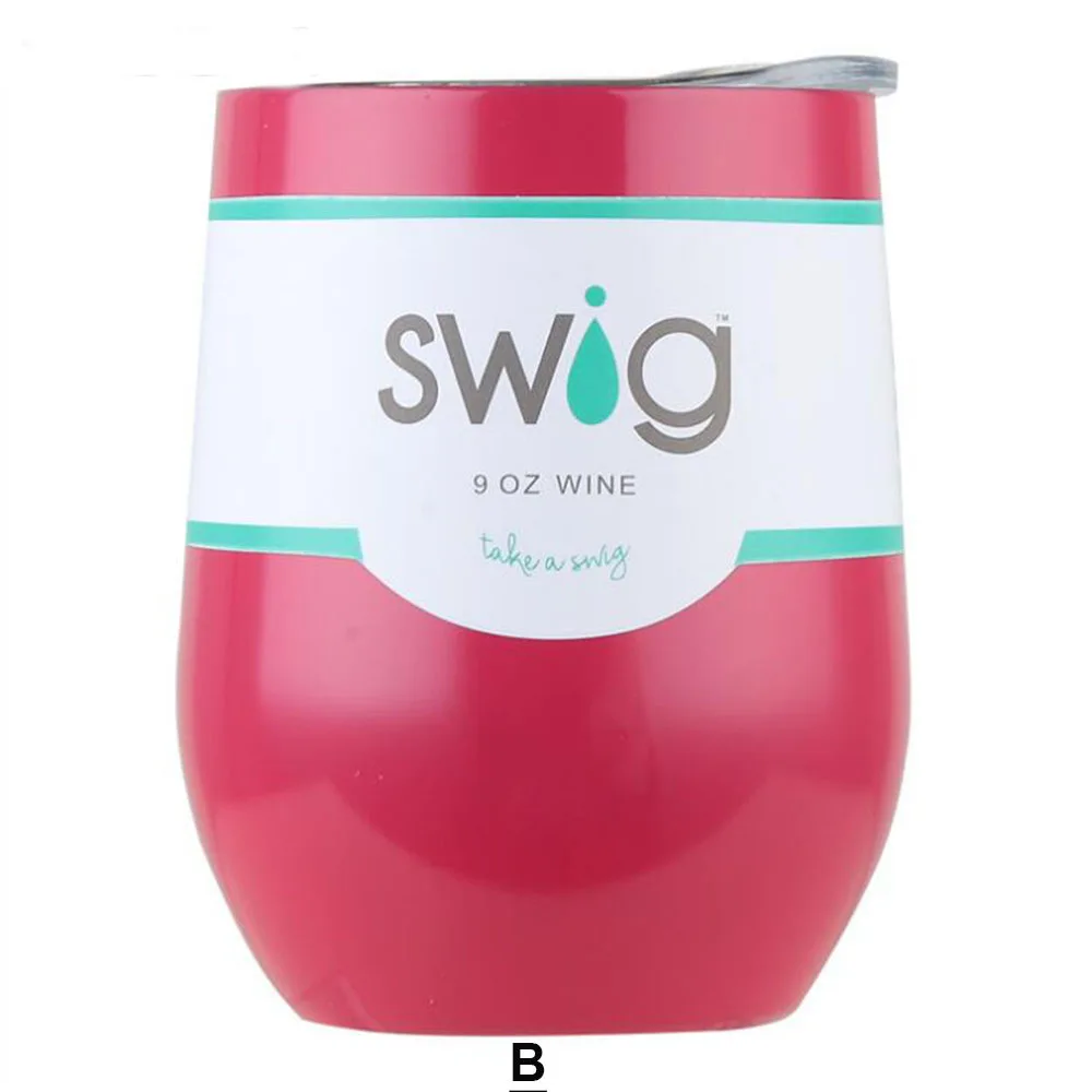 Swig кружки винного цвета Termos Tumber кружка из нержавеющей стали Термос Stemless 9oz с крышками