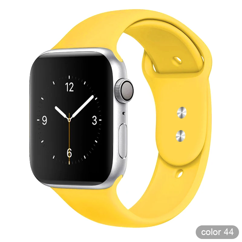 Цветной мягкий силиконовый спортивный ремешок для Apple Watch серии 1 2 3 4 5 38 мм 42 мм резиновый ремешок для часов 40 мм 44 мм iWatch 4/5 - Цвет ремешка: Color 44