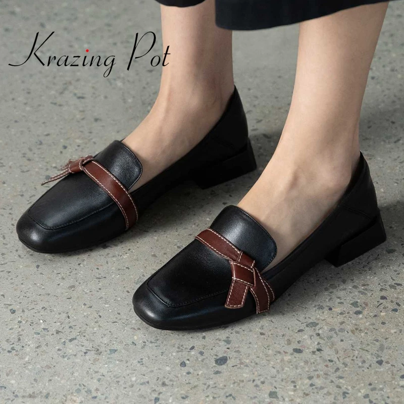 

Женские туфли из натуральной кожи, с квадратным носком, на низком каблуке