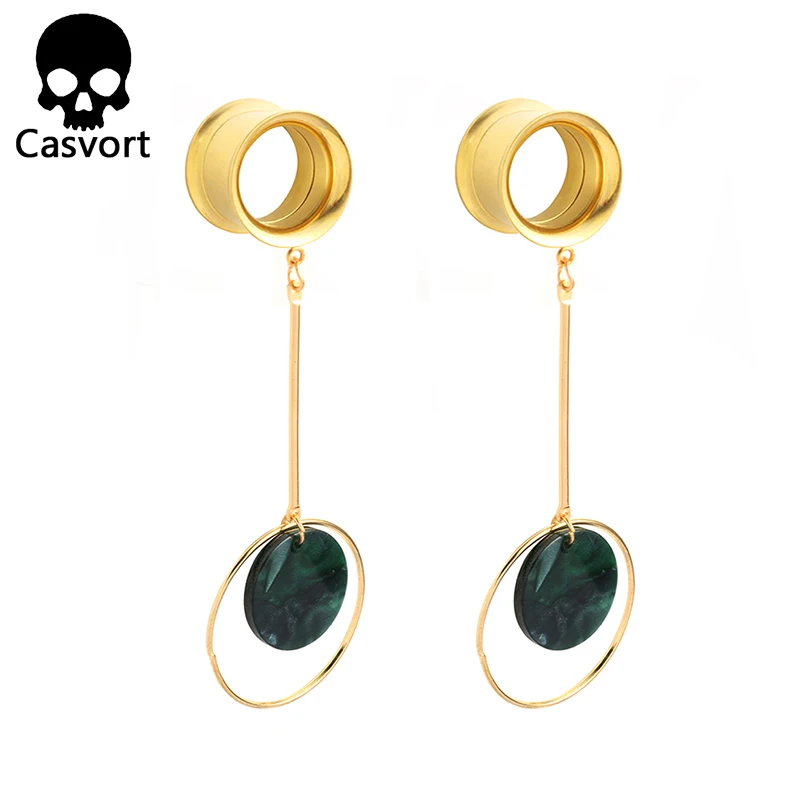 Casvort, 2 шт., серьги для пирсинга, расширитель, туннель, заглушка, Висячие шпильки, седло, ушные измерители, носилки, модные украшения для пирсинга тела, подарок