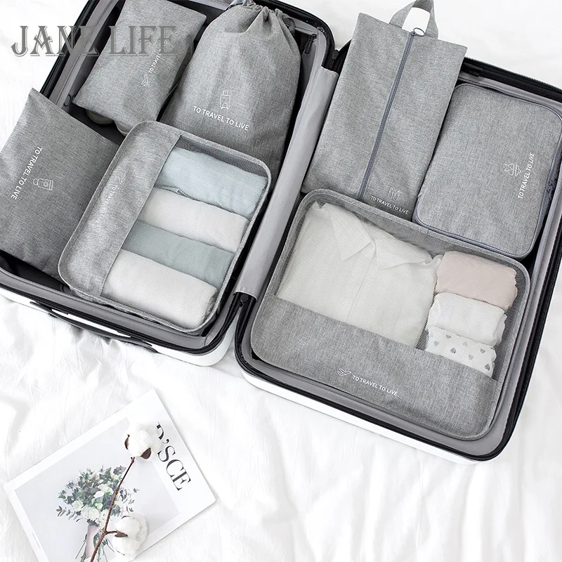 

New Travel Set 7pcs/set Travel Bag Organizer Luggage Suitcase Packing Cube 2021 Shoe Clothe Storage Bags For Traveling Pouch Kit