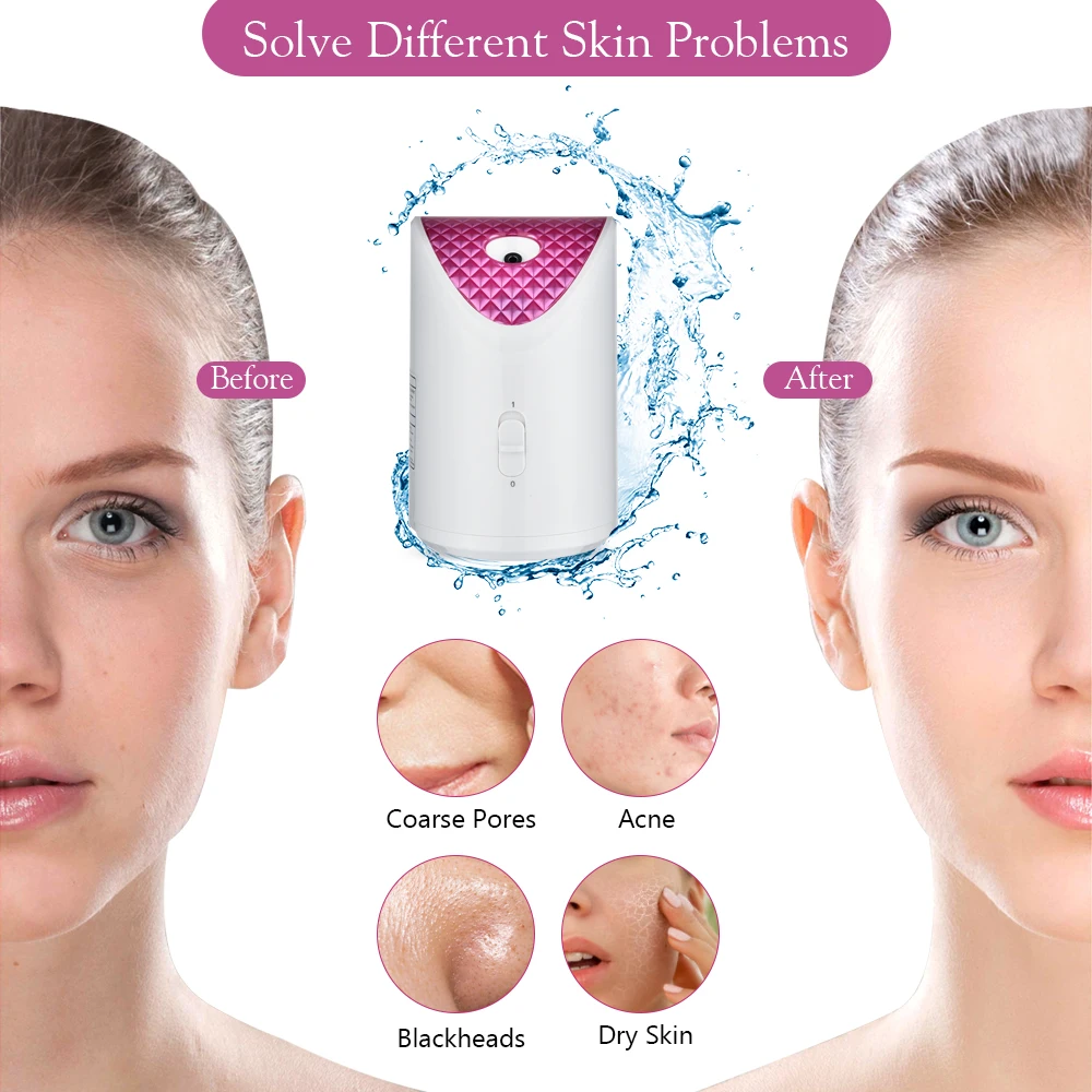 

Nano Ionic Facial Steamer Deep Cleansing Face Sprayer Humidifier Unclogs Pores Reduce Blackheads Acne Moisturizing Beauty Device