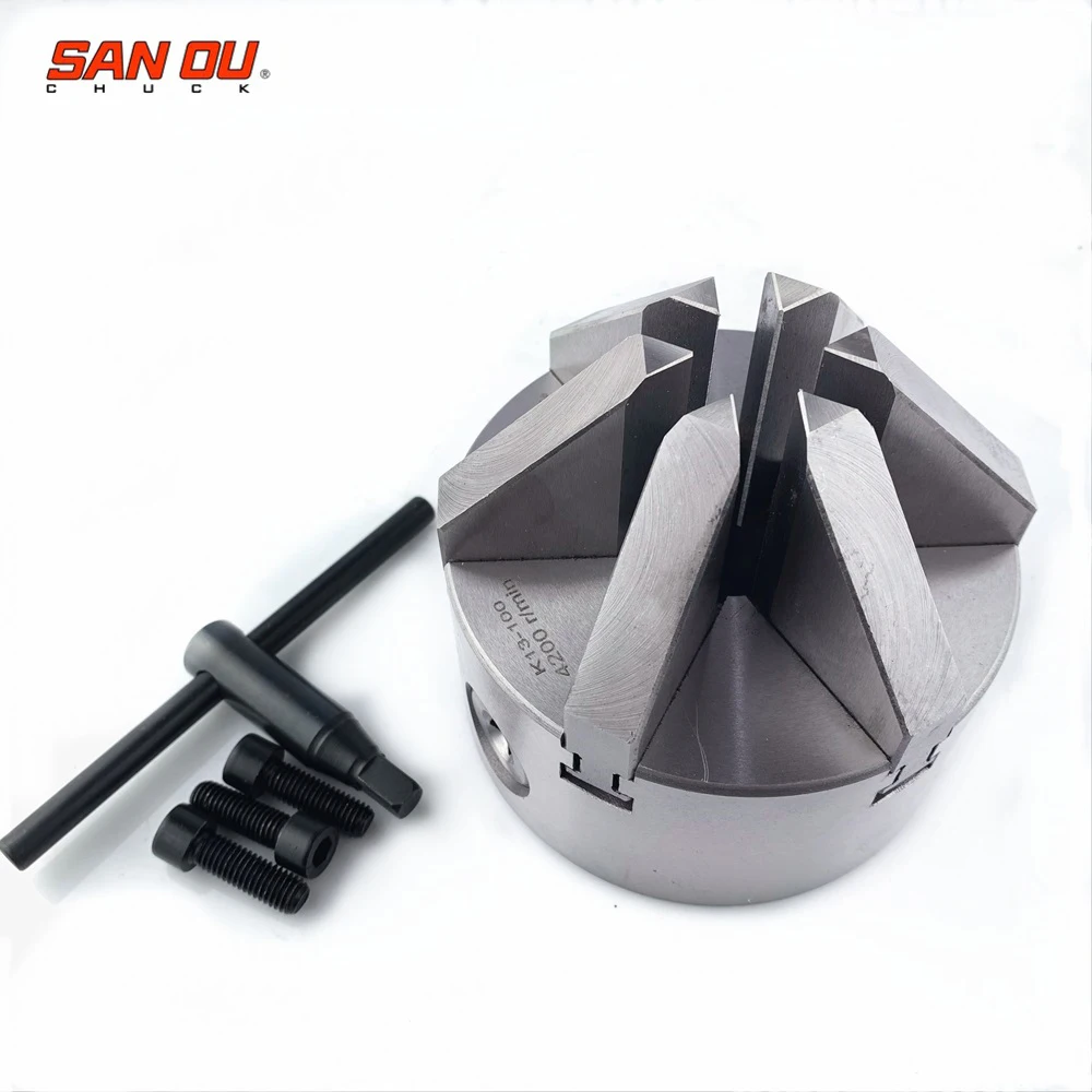 SAN OU 6 Jaw Lathe Chuck 100mm Self-Centering Chuck K13-100 lathe accessories 4'' with Hardened Steel