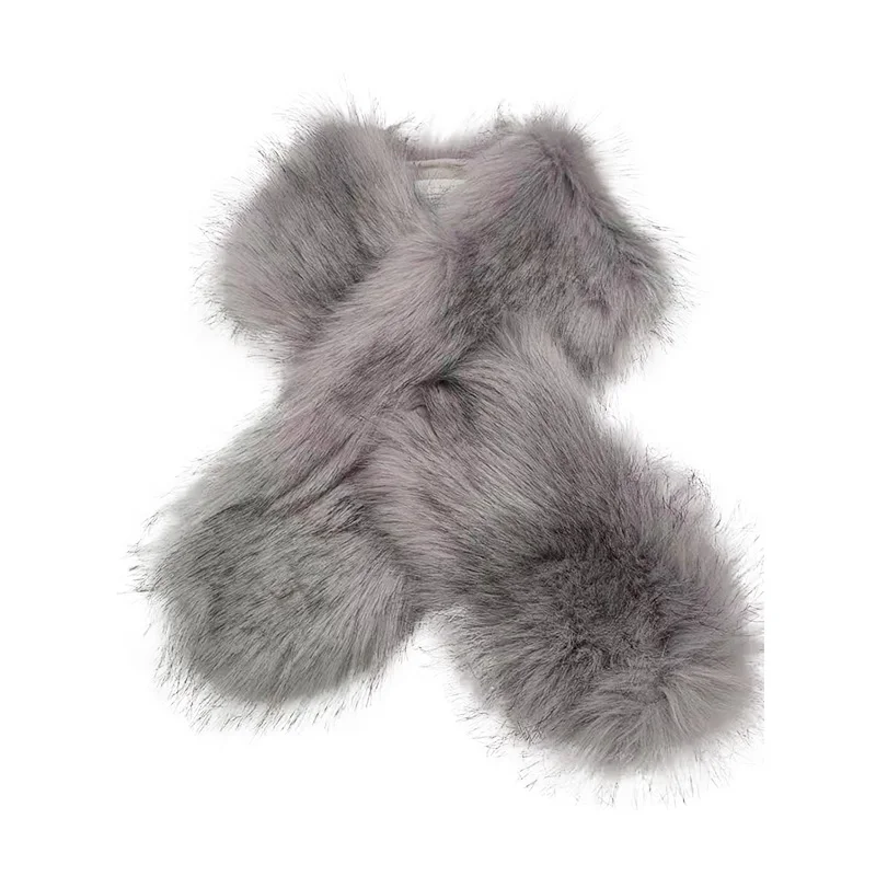 

New Winter Faux Fur Collar Coat Women Scarf Warm Hairy Soft Shawl Hood Fur Decor For Jackets Multi Color Female Fur Scarves