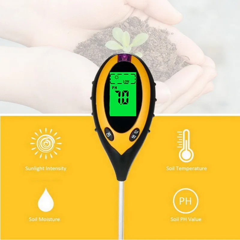 4 in 1 Soil Ph Meter Tester PH Moisture Temperature Sunlight Intensity Measurement Analysis Acidity Alkali | Инструменты