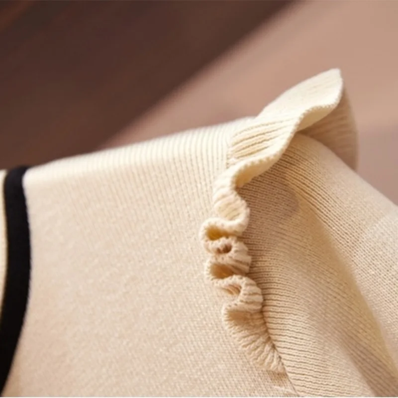 Women Knitted 2021 New Winter Sweet Cute Sexy Party Dress Long Sleeve Chic Streetwear Ladies Ruff A Line Mini Dresses Clothes | Женская