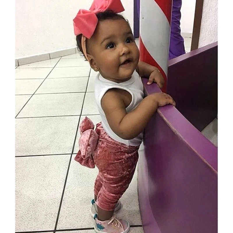 Новая красивая одежда для маленьких девочек штаны вельветовые с бантом леггинсы