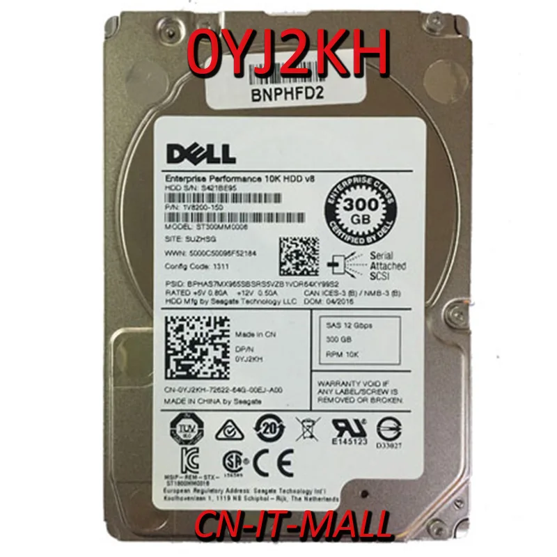 

2.5 0YJ2KH YJ2KH ST300MM0008 300GB 10000 RPM 128MB Cache SAS 12.0Gb/s 2.5" Internal Hard Drive