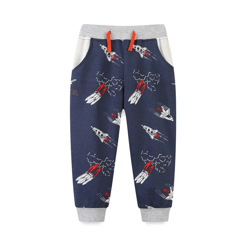 Купи Jumping Meters Autumn Winter Boys Sweatpants Drawstring Cartoon Rockets Print Fashion Hot Selling Children's Trousers Kids Pants за 513 рублей в магазине AliExpress
