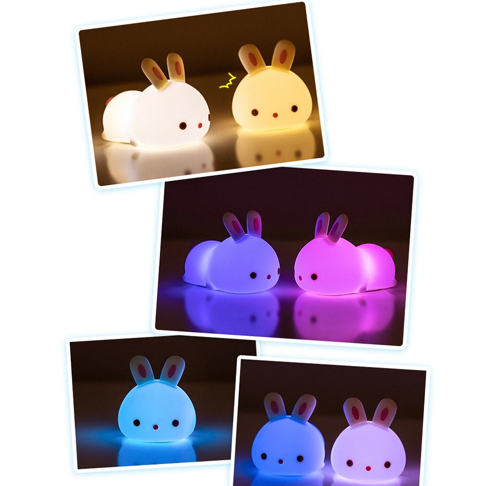 

Mini Rabbit LED USB Night Light with 7 Colors Touch Remote Control Silicone Lamp for Kid Sleeping Light Supplies