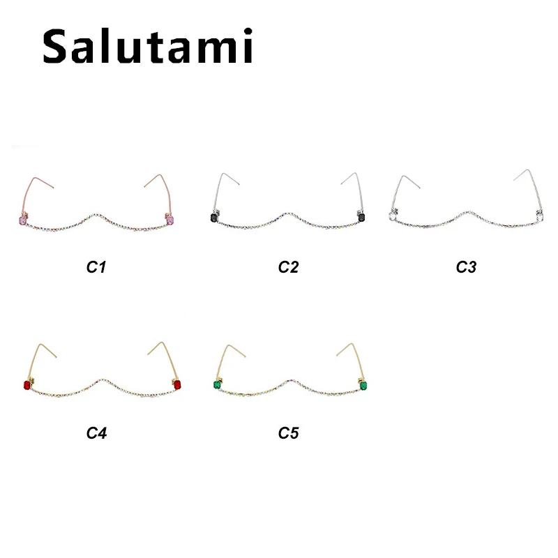 

Ins Hot Unique Women Crystal Frame No Lens Alloy Full Rhinestones Glasses Frame Female Chic Elegant Party Prom Cool Shiny Shades