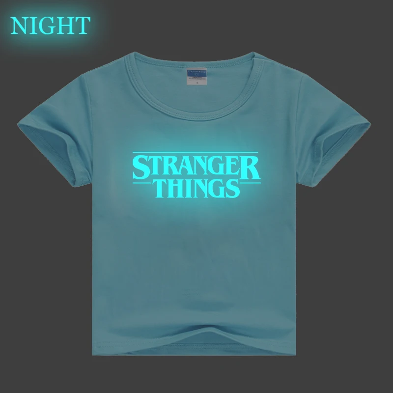 Новинка Светящаяся футболка для малышей с принтом странные вещи Camiseta Летние