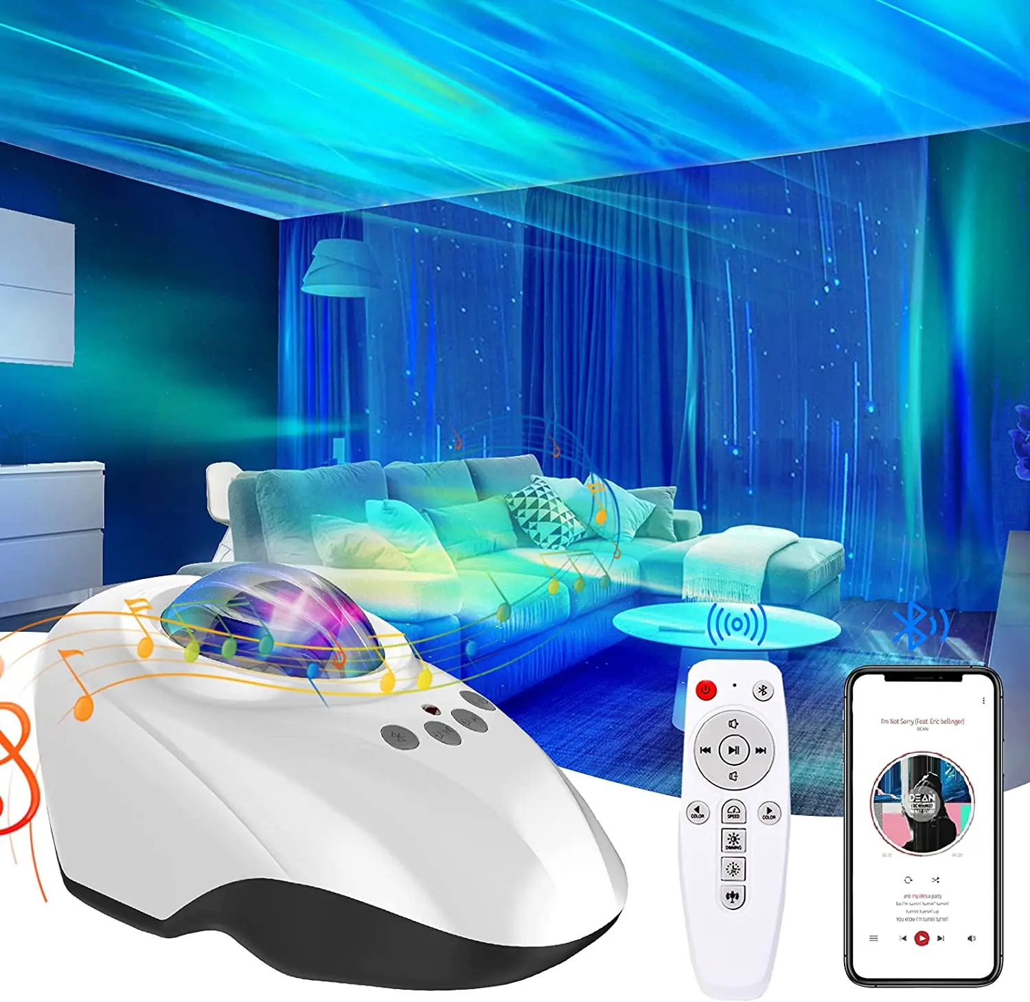 

Светодиодный ночник Aurora с Bluetooth-динамиком, таймером и дистанционным управлением