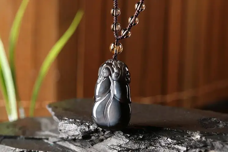 

LETSFUN Fine Jewelry Beautiful and Colorful Obsidian Carved Chinese Dragon Pixiu Pendant Necklace Free Shipping