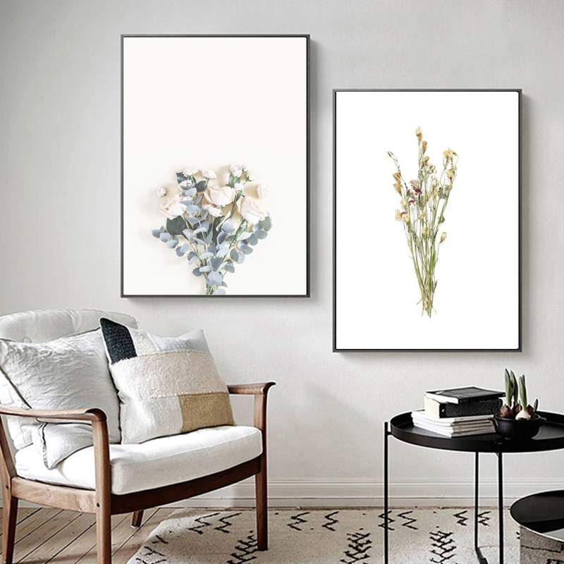 

Minimalist Black White Wall Art Olive Branch Canvas Painting Flowers Posters and Prints Pastel Pictures for Living Room Decor