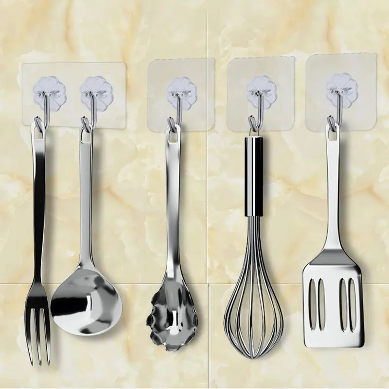 

10 шт./Лот, мощный крючок без следов, прозрачная пластиковая стойка из нержавеющей стали за кухонной дверью, без гвоздей