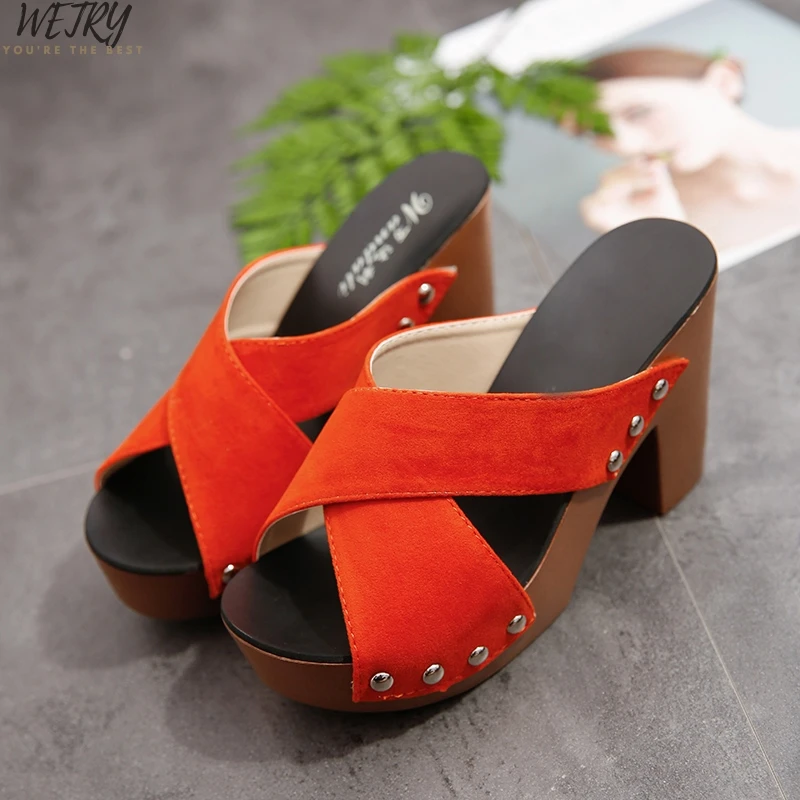 

IN 2020 Women Cross Strap Chunky Heel Sandal Thick High-Heeled Flip Flop Open Toe Sandals gladiator sandals women casual rome