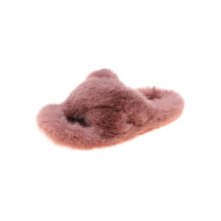 

Winter Warm Shoes Woman Slip On Flats Slides Women Home Slippers Female Faux Fur Slippers 35-40 Wholesale Slippers