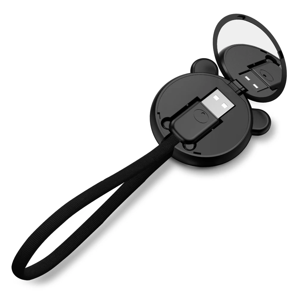 PADCOVER медведь дизайн с зеркалом мини короткий Micro USB зарядный кабель для iPhone |