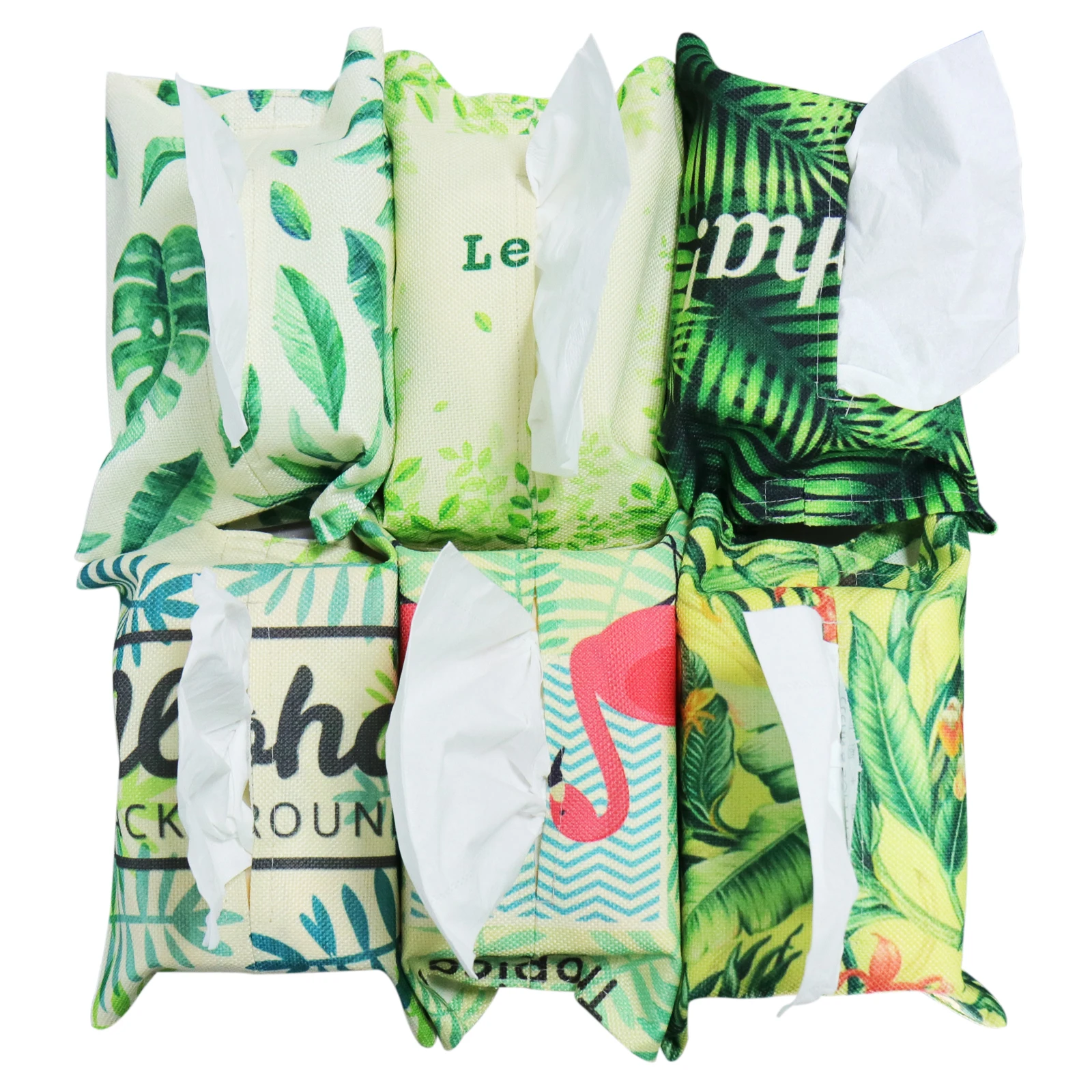 Green Leaf Flamingo Tissue Box Cloth Napkin Storage Bag Paper Container For Party Hotel Home Decoration