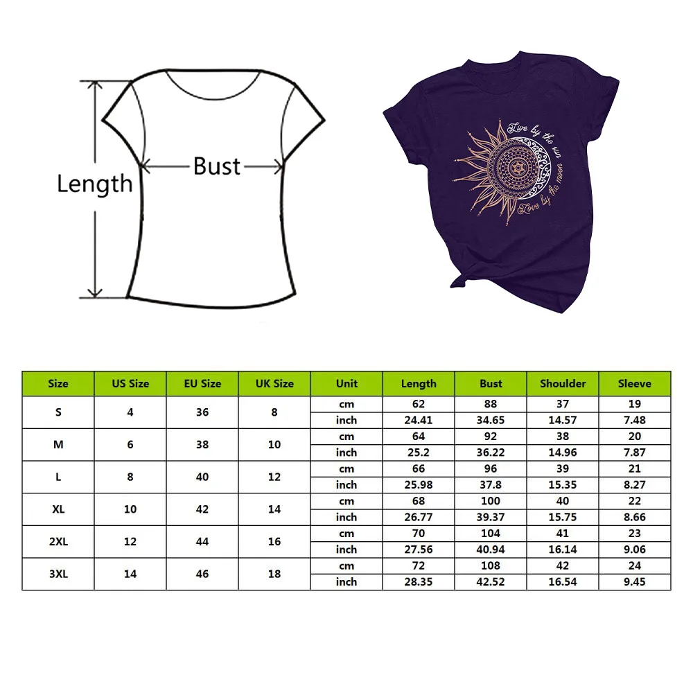 

SHUJIN Women's Vintage Printed Pattern Casual Fashion Soild Color Short Sleeve TopsT-Shirt Female Tee Shirt Top Women Clothing