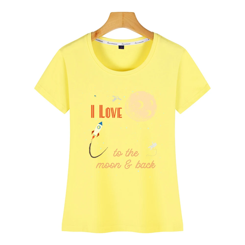 Женская футболка с надписью i love name it to the moon and back Basic Черная на заказ | одежда