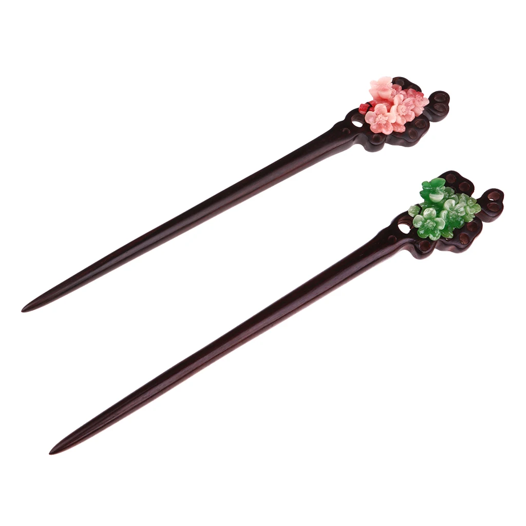 

2 шт. Классическая заколка для волос ручной резной цветок ванили Эбеновое дерево заколка для волос головной убор