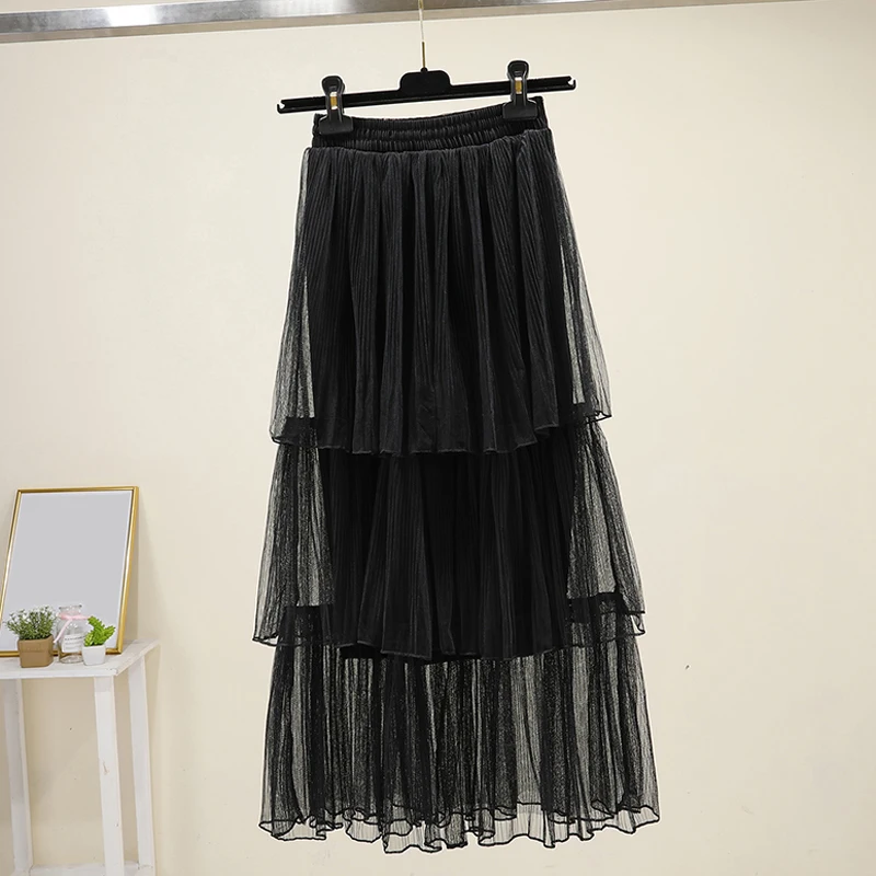 

Юбка женская плиссированная однотонная, модная эластичная с завышенной талией, черная розовая, на весну-осень