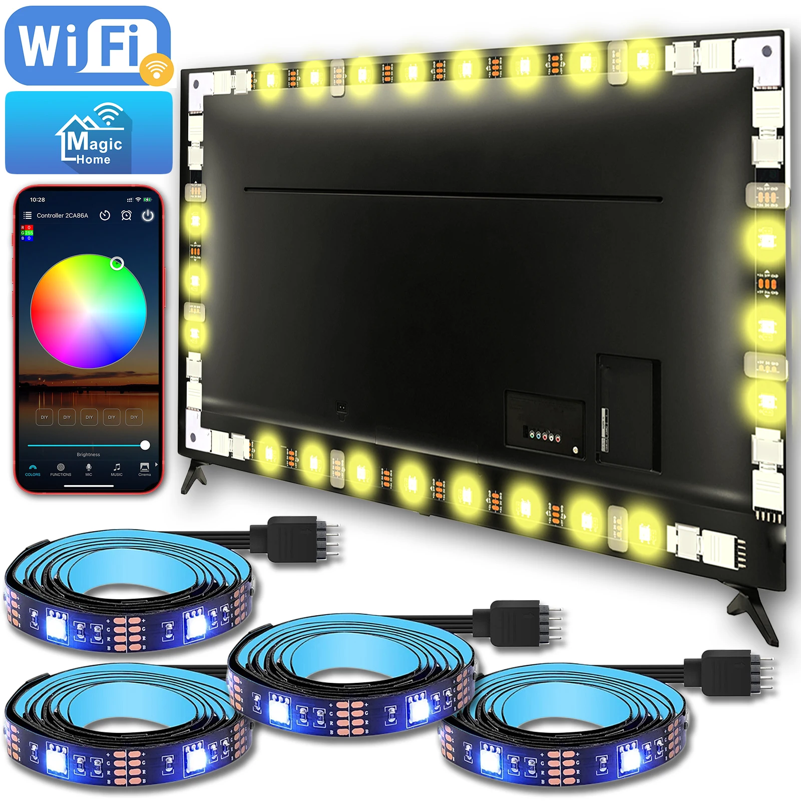 

WIFI TV Light Strip,5V USB Flexible Lamp,RGB TV Backlight With Connector,SMD 5050 For 43 Inch-75 Inch Toshiba LG Sony Samsung