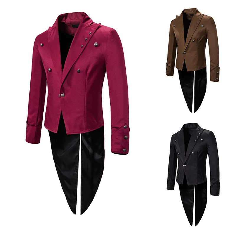 Мужской костюм в викторианском стиле черный смокинг модный фрак Готический