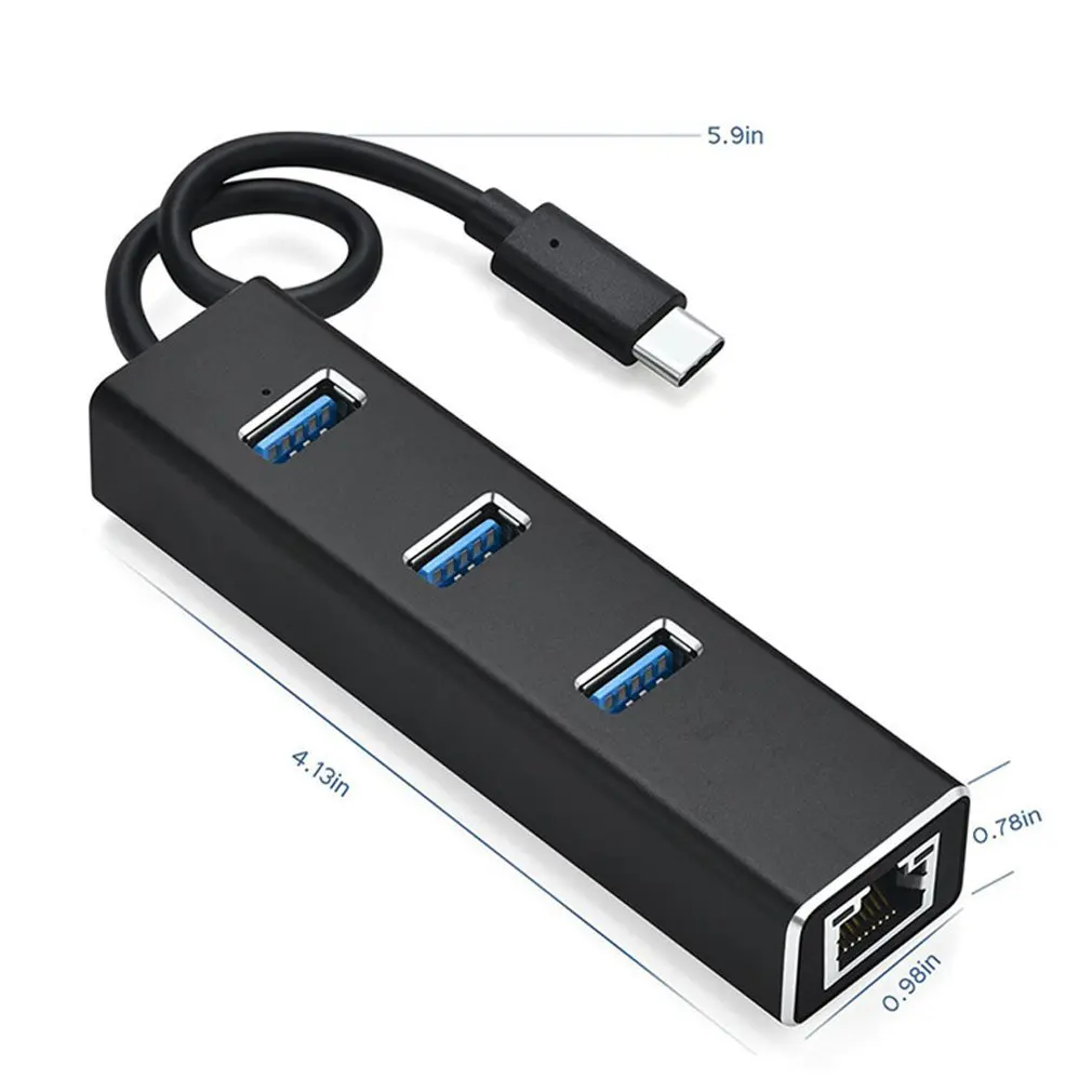 

Type-c 3.0HUB + Gigabit Hub 3 Ports USB 3.0 Gigabit Ethernet LAN Rj45 Network Adapter Hub to 1000mbps