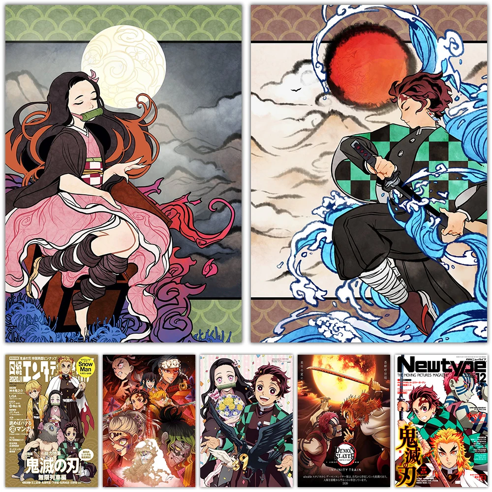 

Modern Japanese Anime Demon Slayer Poster Wall Stickers Home Decor Canvas Wall Art Print Paintings Picture Posters Room Decorate