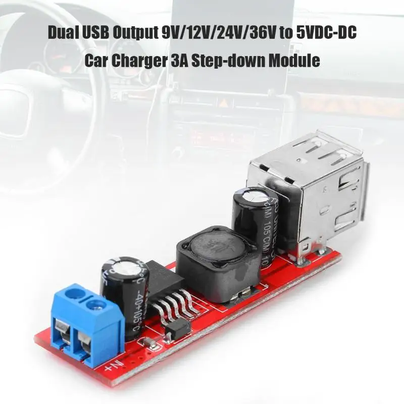 Двойной выход USB 9 В/12 В/24 В/36 В до 5VDC DC автомобильная зарядка 3A понижающий регулятор выходное напряжение 5 В/3a
