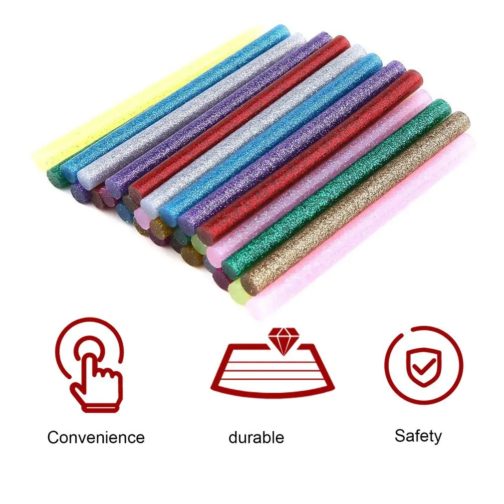 

30pcs/pack Multi Colors Glitter Hot Glue Sticks Non-toxic High Adhesive Sticks Melt Glue DIY Decor Handcraft Tools