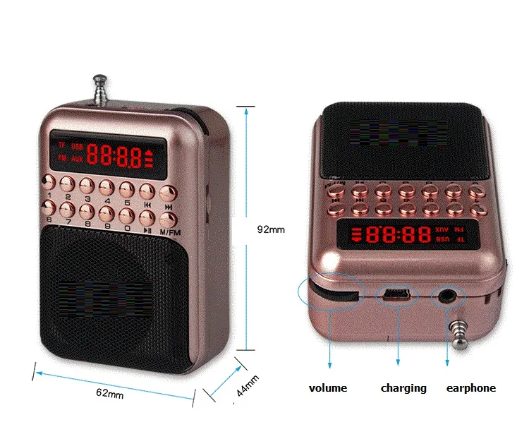 

Карманное радио, FM-радио, портативный Перезаряжаемый радиоприемник, динамик с поддержкой USB TF карты, музыкальный mp3-плеер
