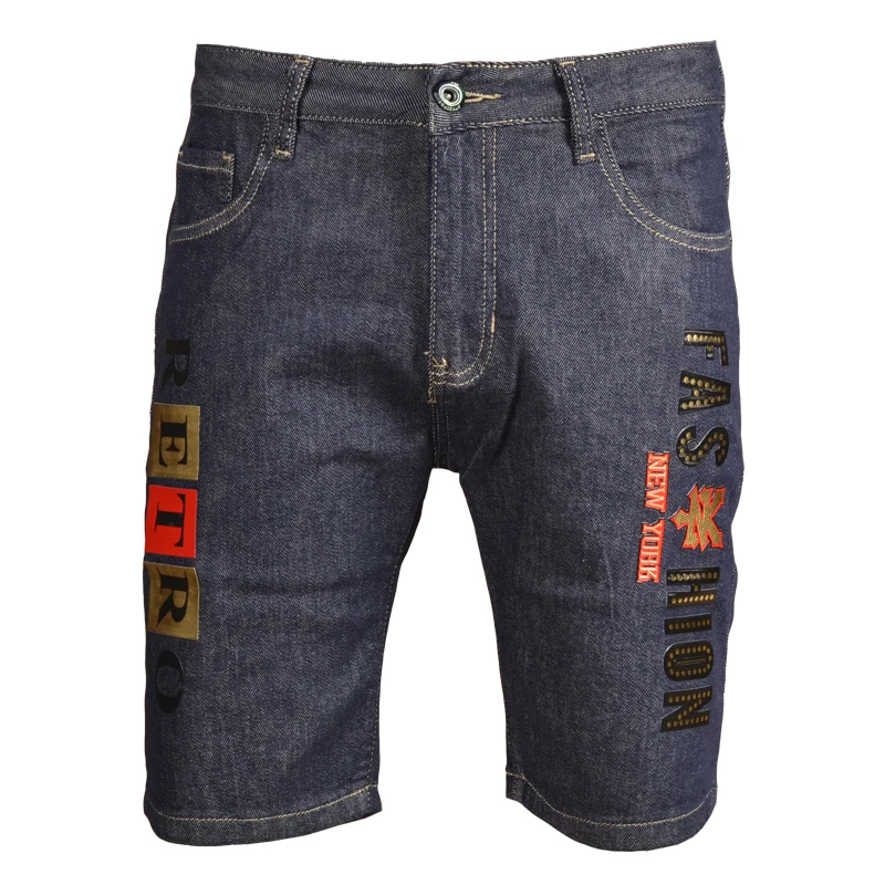 

2021 Summer Casual Denim Shorts Men Fashion Printed Blue Short Pants