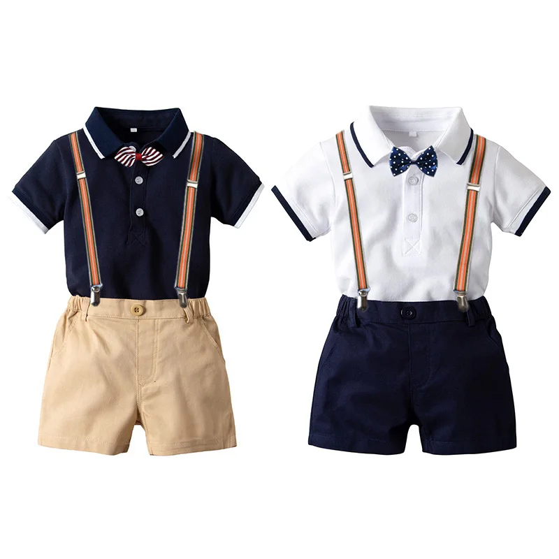 Одежда для маленьких мальчиков Боди с короткими рукавами + галстук-бабочка шорты