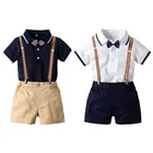 Одежда для маленьких мальчиков; Боди с короткими рукавами + галстук-бабочка + шорты на бретелях; Костюм; Одежда для мальчиков младенцев; Комплект M