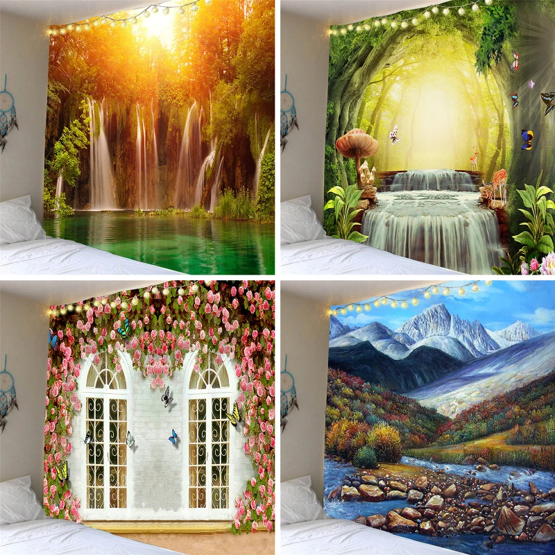 Fuwatacchi натуральный морской живописный фото настенный гобелен полиэфира