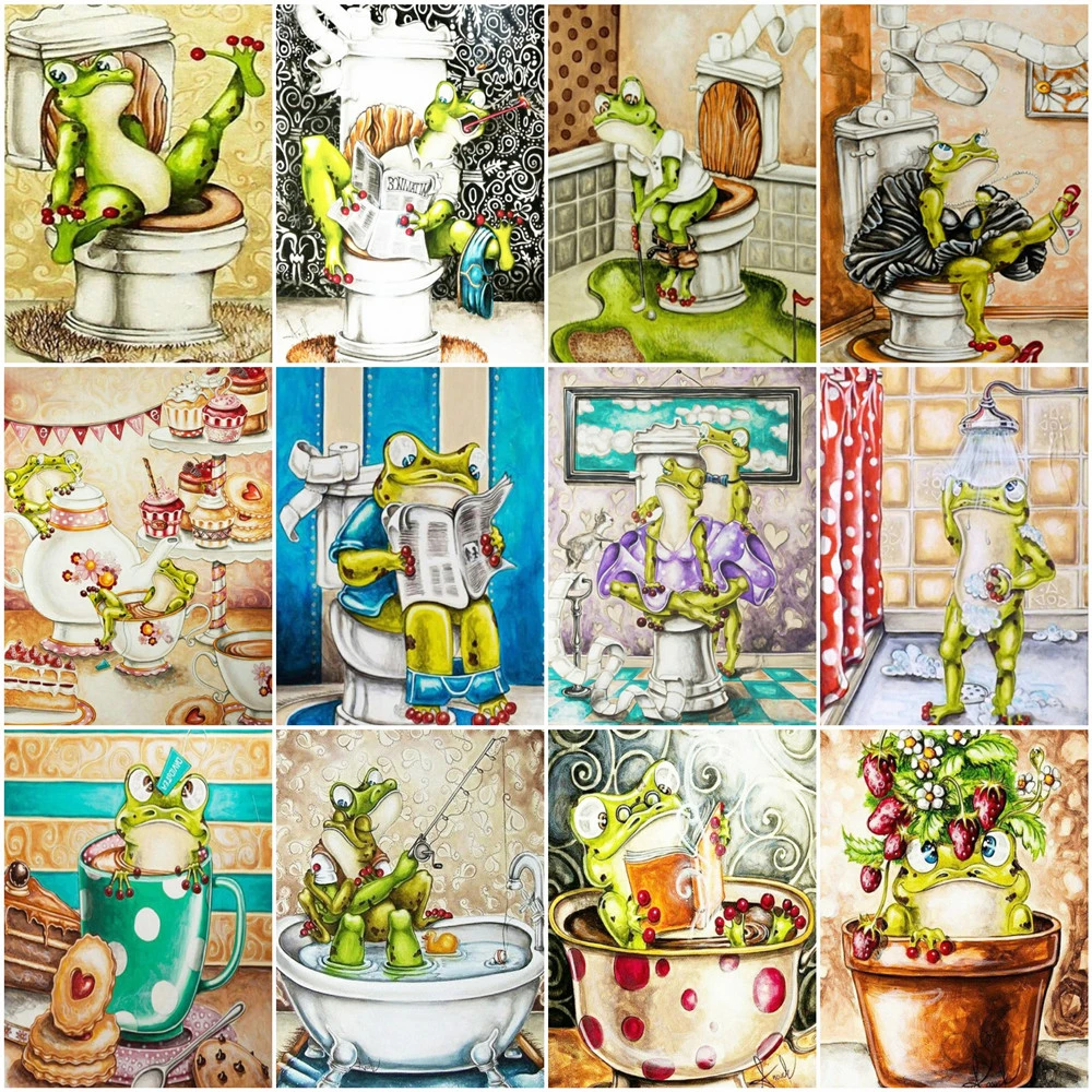 

HUACAN картины по номерам для детей лягушка Декор детской комнаты рисование по номерам акрил животное домашний декор