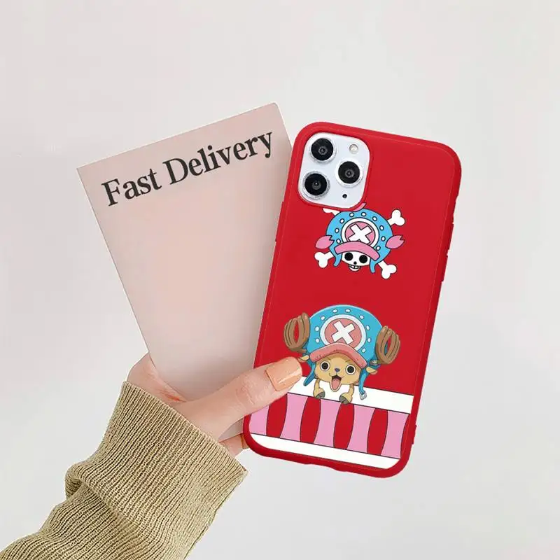 

One Piece Japan Anime Luffy Roronoa Zoro Phone Case Candy Color Red for iPhone 11 12 pro XS MAX 8 7 6 6S Plus X 5S SE 2020 XR