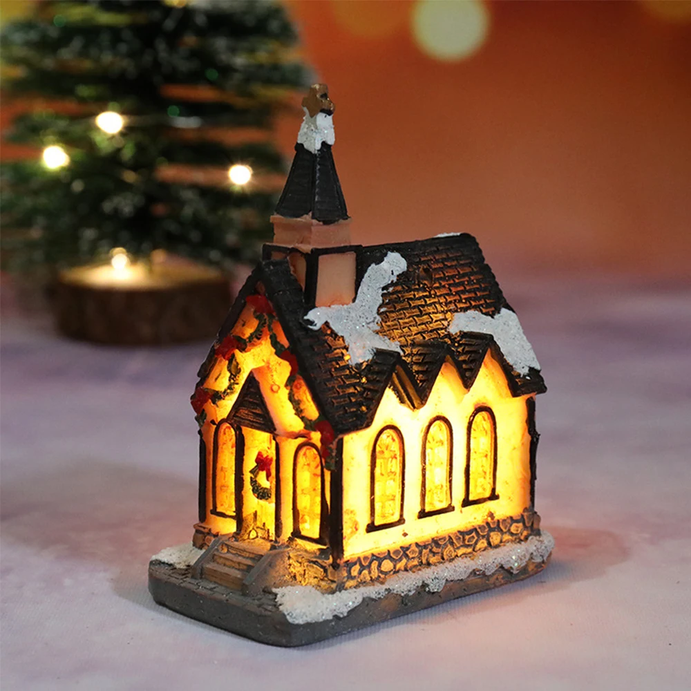 

Christmas Lights Resin Miniature House Furniture LED House Decor Christmas Gifts Lighting Party Home Decoration