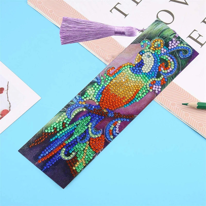 

Painting Bookmark 5D DIY Special Shaped Diamond Art Mosaic Leather Tassel Book Marks Diamond Embroidery Cross Stitch