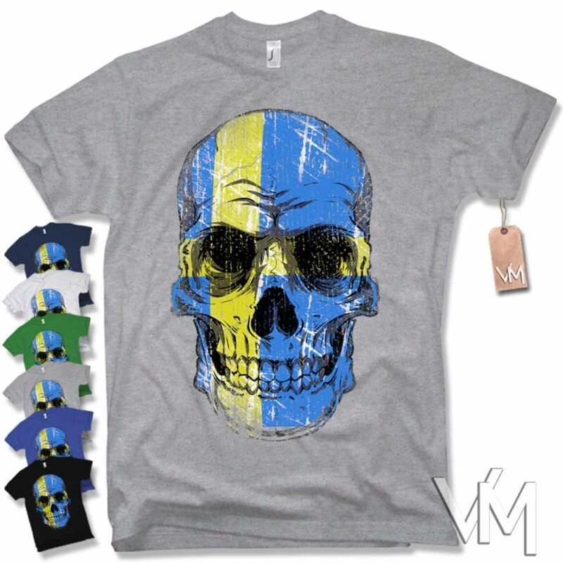 

T-Shirt SWEDEN SKULL - Schweden FlaggeTotenkopf Oldschool 2018 Fussball WM S-XXL