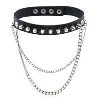 choker with spikes collar women man leather necklace chain jewelry on the neck punk chocker gothic accessories